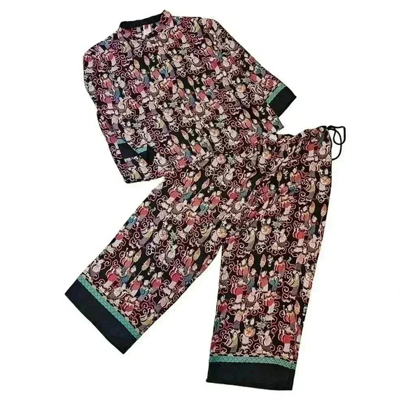 Josie Natori Women's Size S Asian Print Pajama Set - Picture 1 of 11